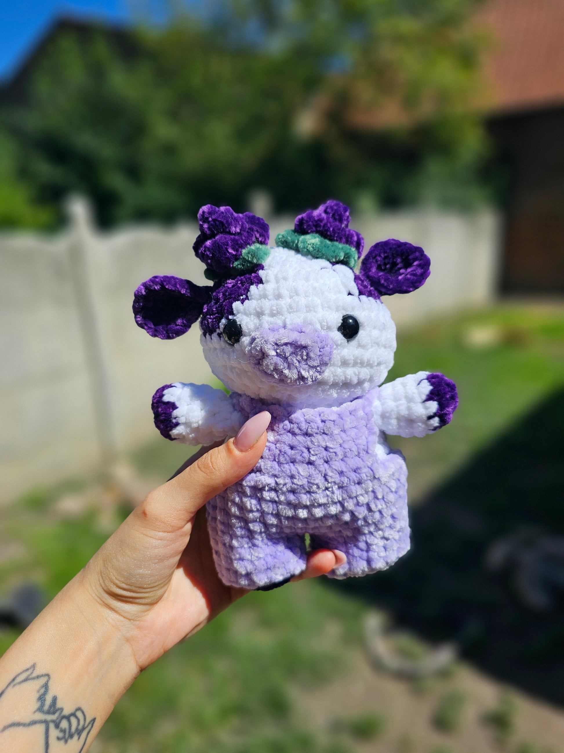 Peluche vache raisin fait main