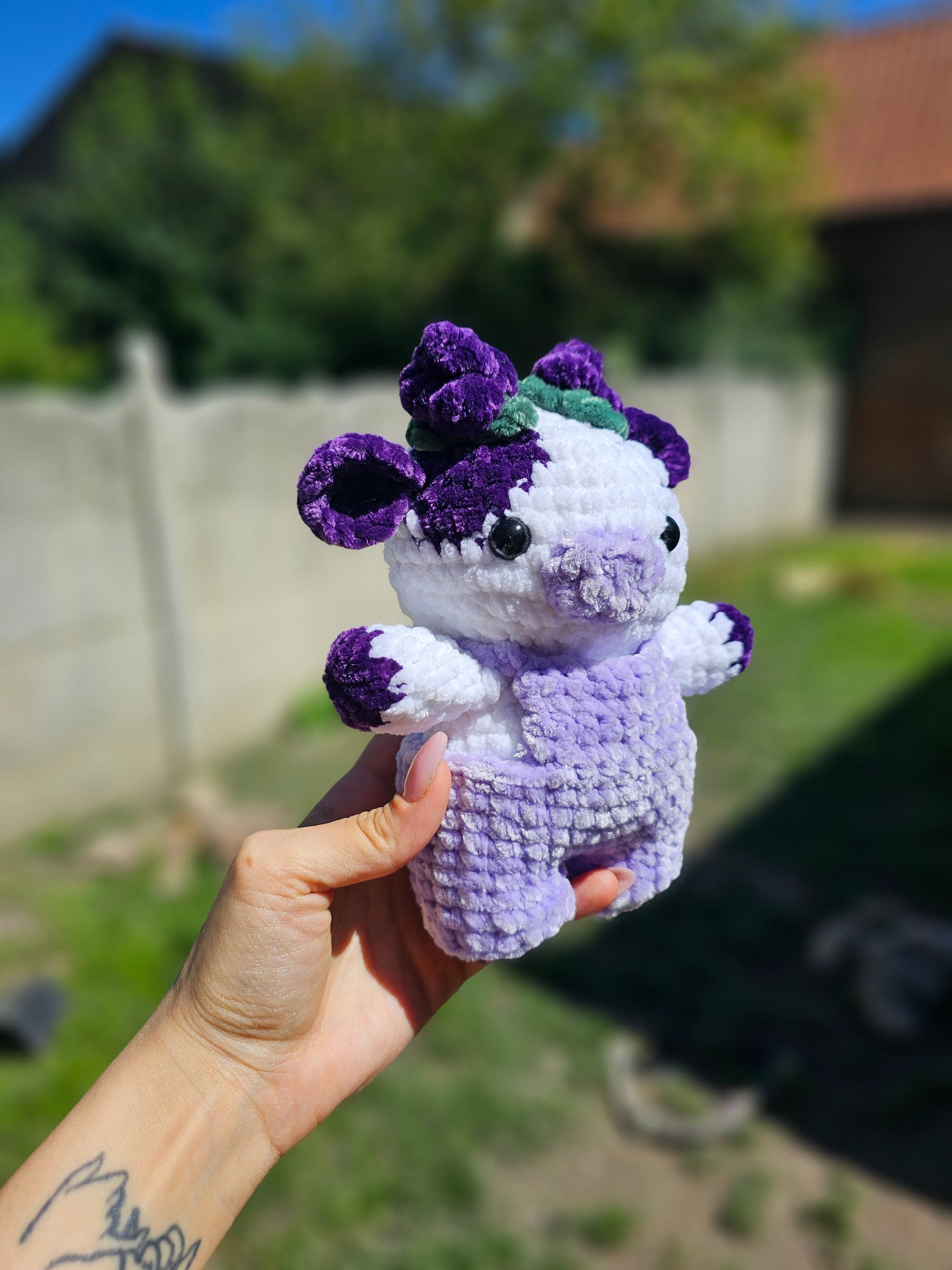 Peluche vache raisin fait main